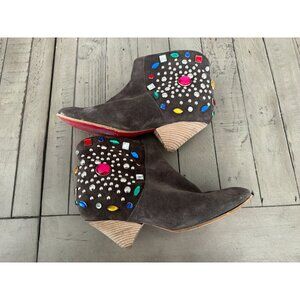 SERAFINI ETOILE BROWN STUDDED BOOTIES SIZE 36